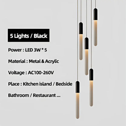 Modern luxe gold tube chandelier dining room lighting