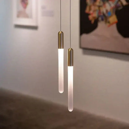 Modern luxe gold tube chandelier dining room lighting