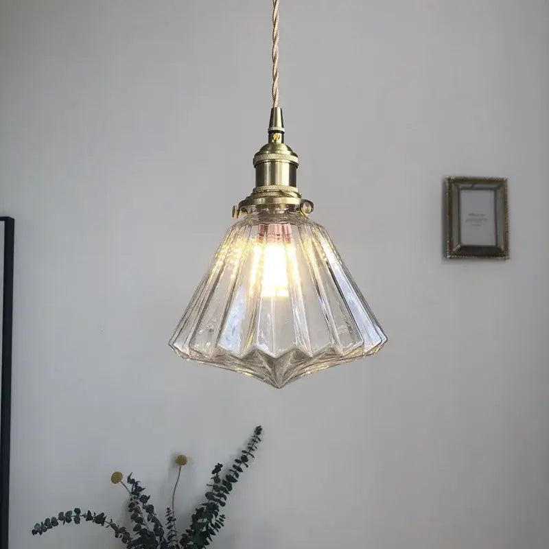 Modern diamond amber glass led pendant light for dining room