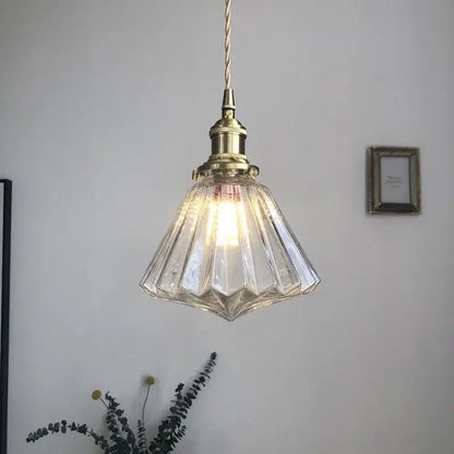 Modern diamond amber glass led pendant light for dining room