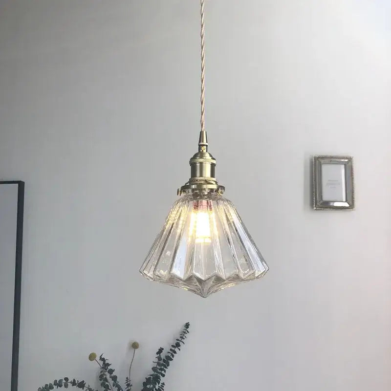 Modern diamond amber glass led pendant light for dining room