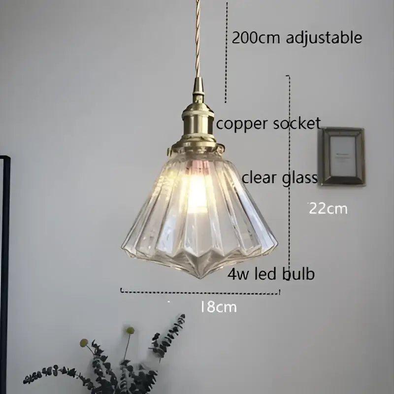 Modern diamond amber glass led pendant light for dining room