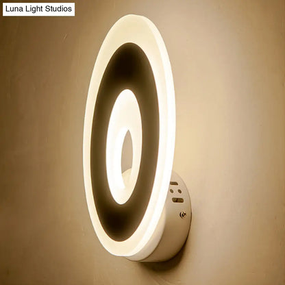 DecorBites™ Modern Disk LED Wall Sconce Light Fixture in Black/White with Warm/White Lighting
