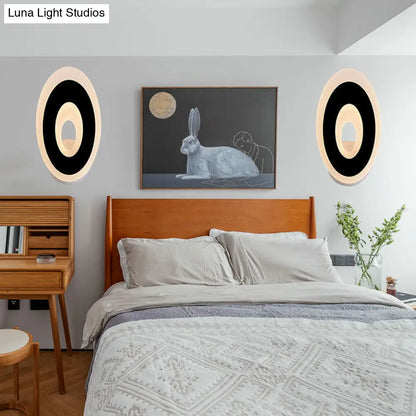 DecorBites™ Modern Disk LED Wall Sconce Light Fixture in Black/White with Warm/White Lighting