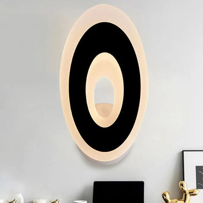DecorBites™ Modern Disk LED Wall Sconce Light Fixture in Black/White with Warm/White Lighting