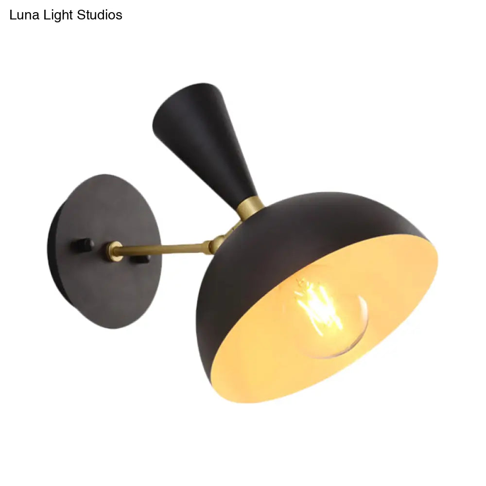 DecorBites™ Modern Dome Sconce: Wall Mounted Metal Lighting with Rotating Node, Black/White