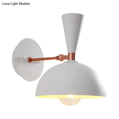 DecorBites™ Modern Dome Sconce: Wall Mounted Metal Lighting with Rotating Node, Black/White