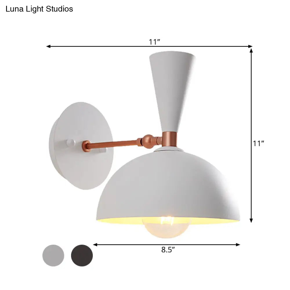 DecorBites™ Modern Dome Sconce: Wall Mounted Metal Lighting with Rotating Node, Black/White