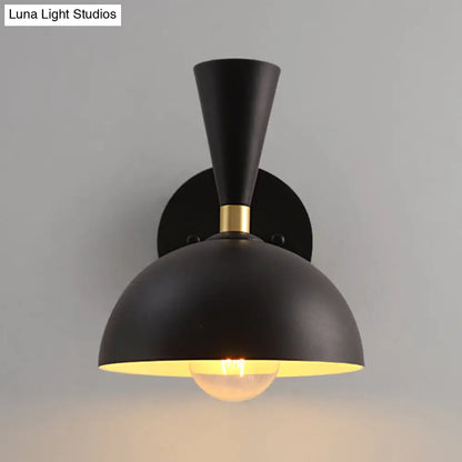 DecorBites™ Modern Dome Sconce: Wall Mounted Metal Lighting with Rotating Node, Black/White