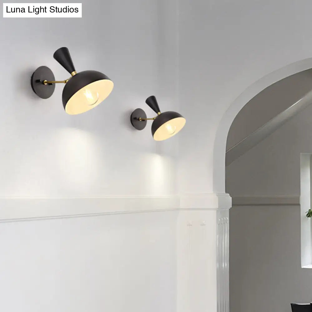 DecorBites™ Modern Dome Sconce: Wall Mounted Metal Lighting with Rotating Node, Black/White