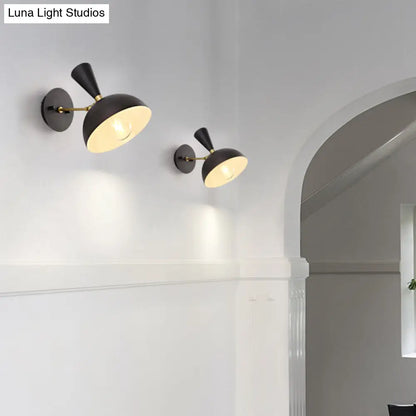 DecorBites™ Modern Dome Sconce: Wall Mounted Metal Lighting with Rotating Node, Black/White