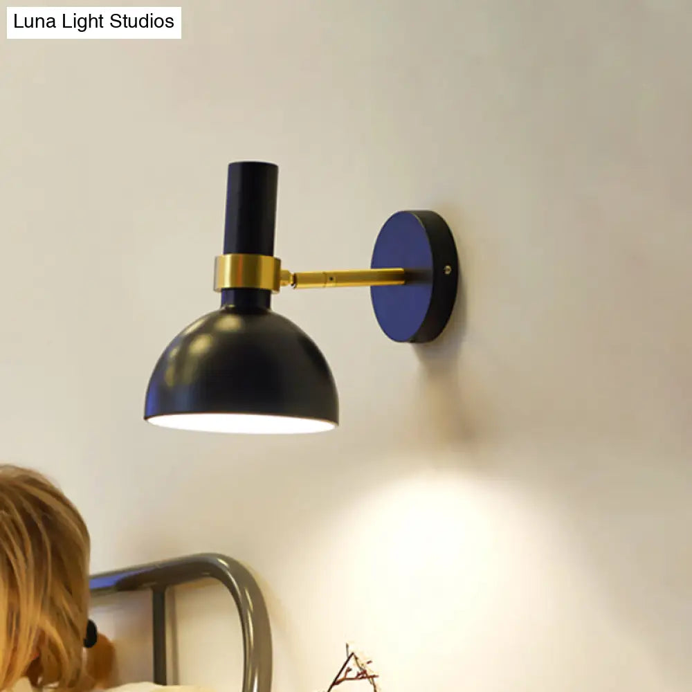 DecorBites™ Modern Domed Wall Lamp - Rotatable White/Black Finish with 1 Light for Bedside