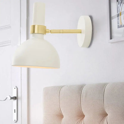 DecorBites™ Modern Domed Wall Lamp - Rotatable White/Black Finish with 1 Light for Bedside