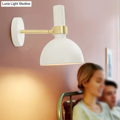 DecorBites™ Modern Domed Wall Lamp - Rotatable White/Black Finish with 1 Light for Bedside