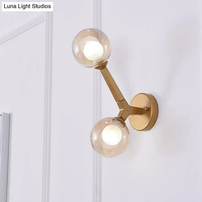 DecorBites™ Modern Double Globe Wall Lamp - Glass Shade Sconce Light Fixture in Gold/Black Finish for Corridor