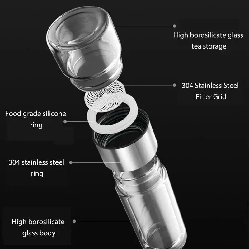 Modern double layer glass tea infuser bottle kitchen tumbler set