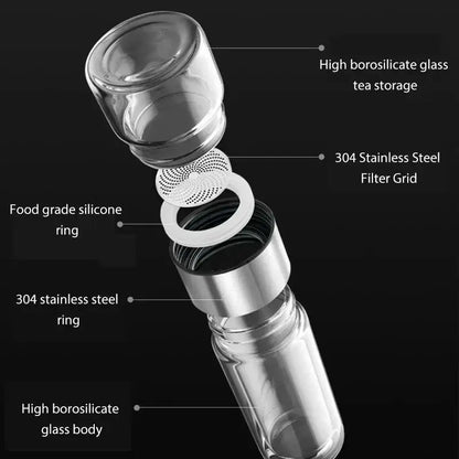 Modern double layer glass tea infuser bottle kitchen tumbler set