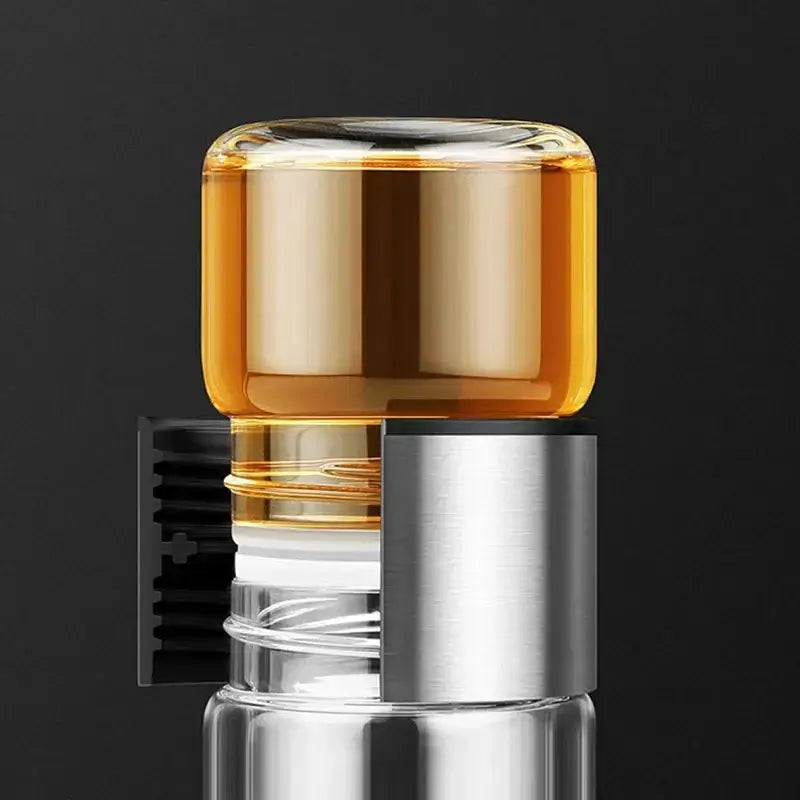 Modern double layer glass tea infuser bottle kitchen tumbler set