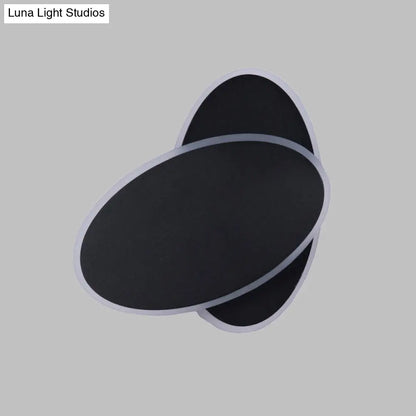 DecorBites™ Modern Double Oval Bedside LED Wall Sconce Lamp in Black/White with Warm Light