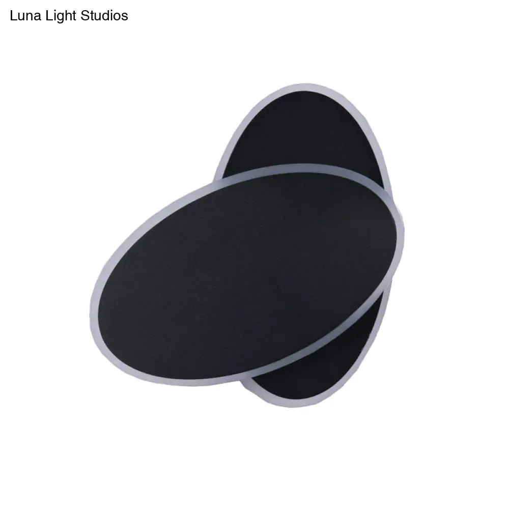 DecorBites™ Modern Double Oval Bedside LED Wall Sconce Lamp in Black/White with Warm Light