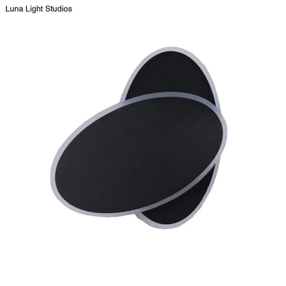 DecorBites™ Modern Double Oval Bedside LED Wall Sconce Lamp in Black/White with Warm Light