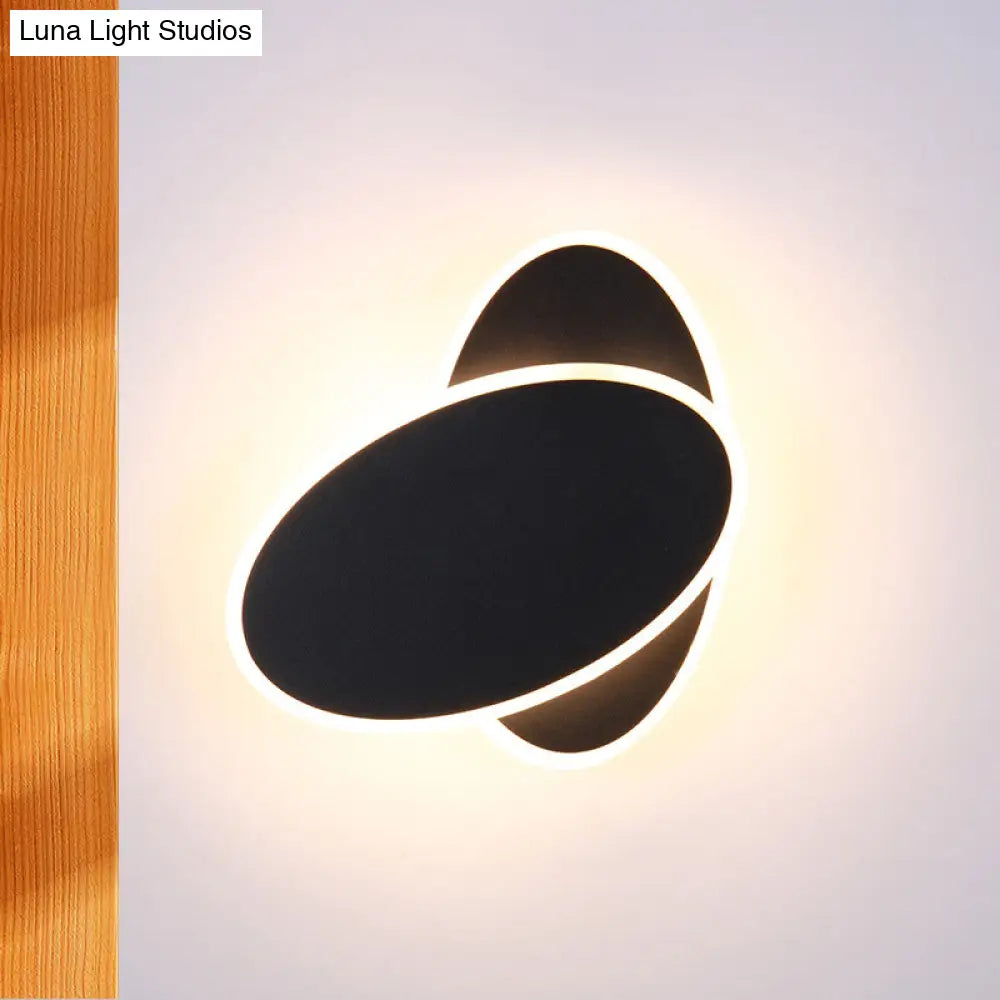 DecorBites™ Modern Double Oval Bedside LED Wall Sconce Lamp in Black/White with Warm Light