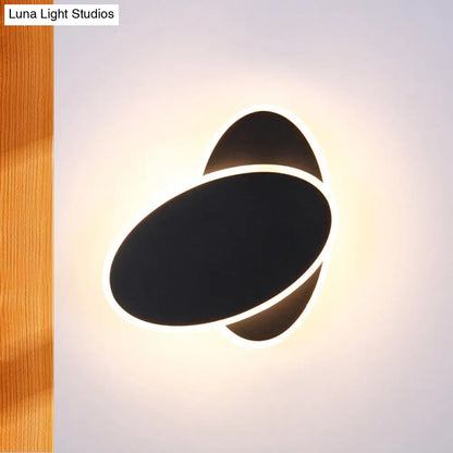 DecorBites™ Modern Double Oval Bedside LED Wall Sconce Lamp in Black/White with Warm Light