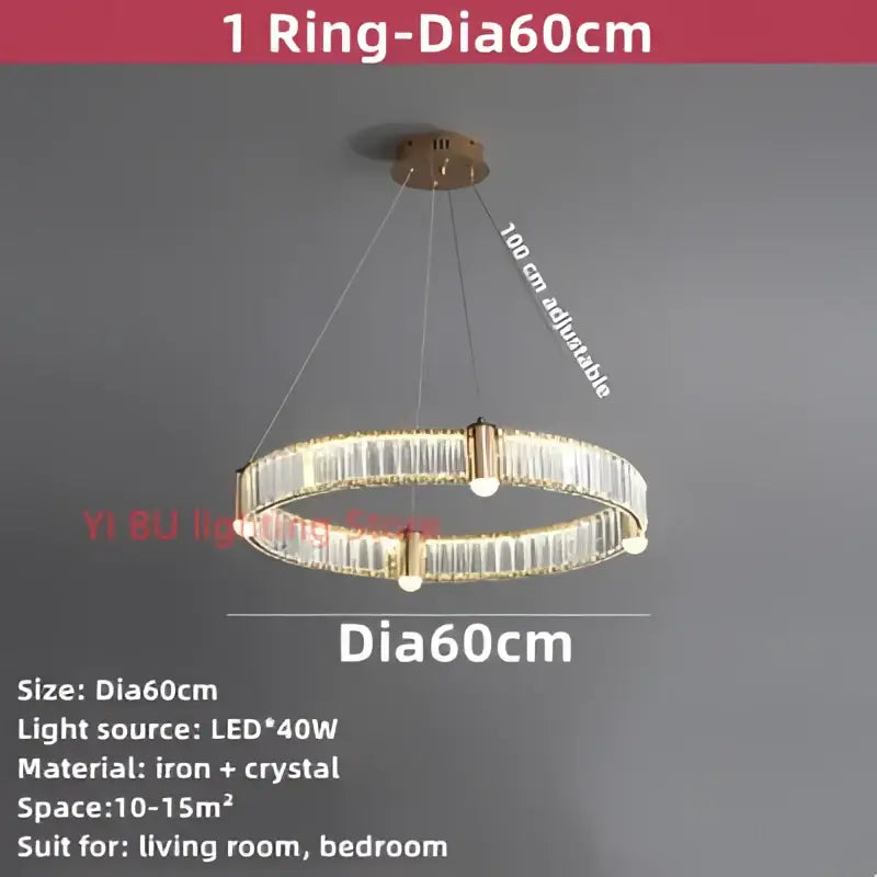 Modern double ring crystal ceiling chandelier living room light