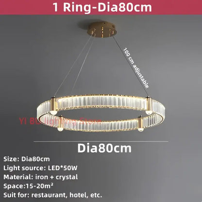 Modern double ring crystal ceiling chandelier living room light