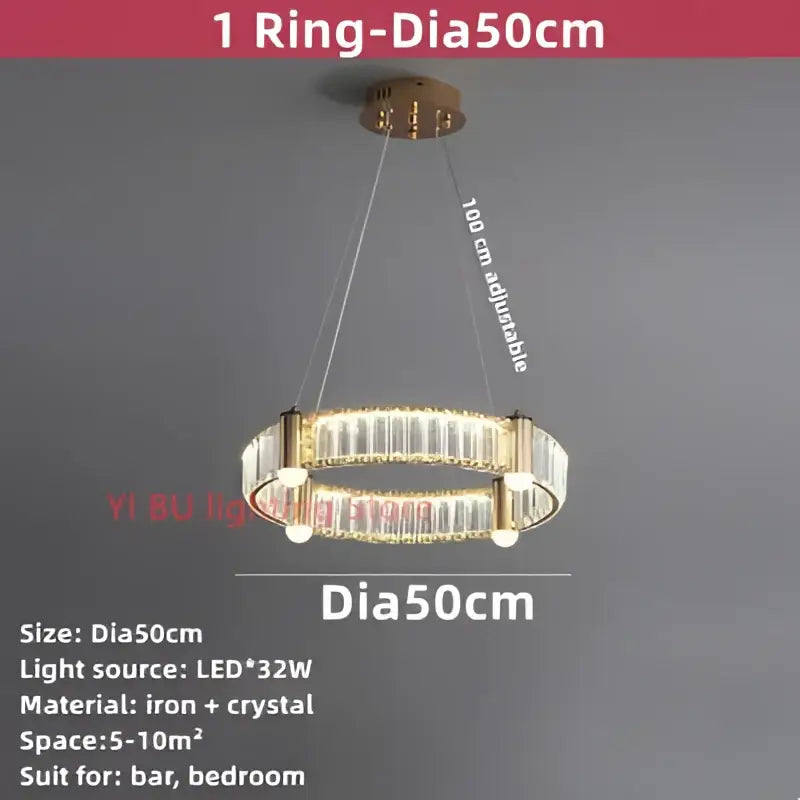 Modern double ring crystal ceiling chandelier living room light