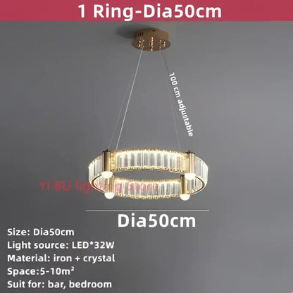 Modern double ring crystal ceiling chandelier living room light