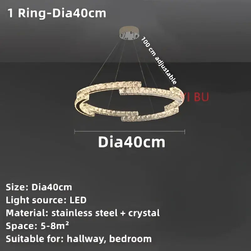 Modern double ring crystal ceiling chandelier living room
