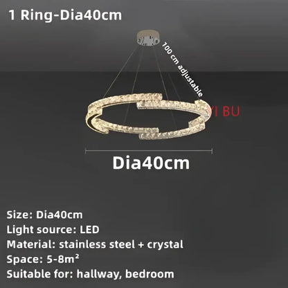 Modern double ring crystal ceiling chandelier living room
