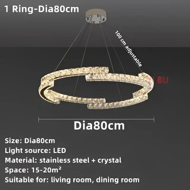 Modern double ring crystal ceiling chandelier living room
