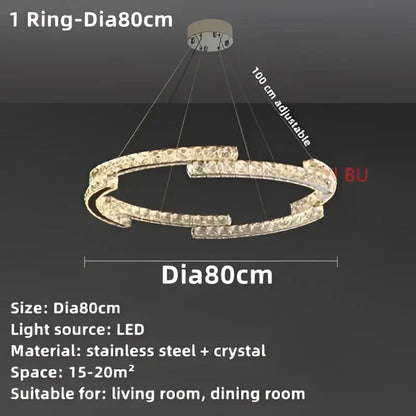 Modern double ring crystal ceiling chandelier living room