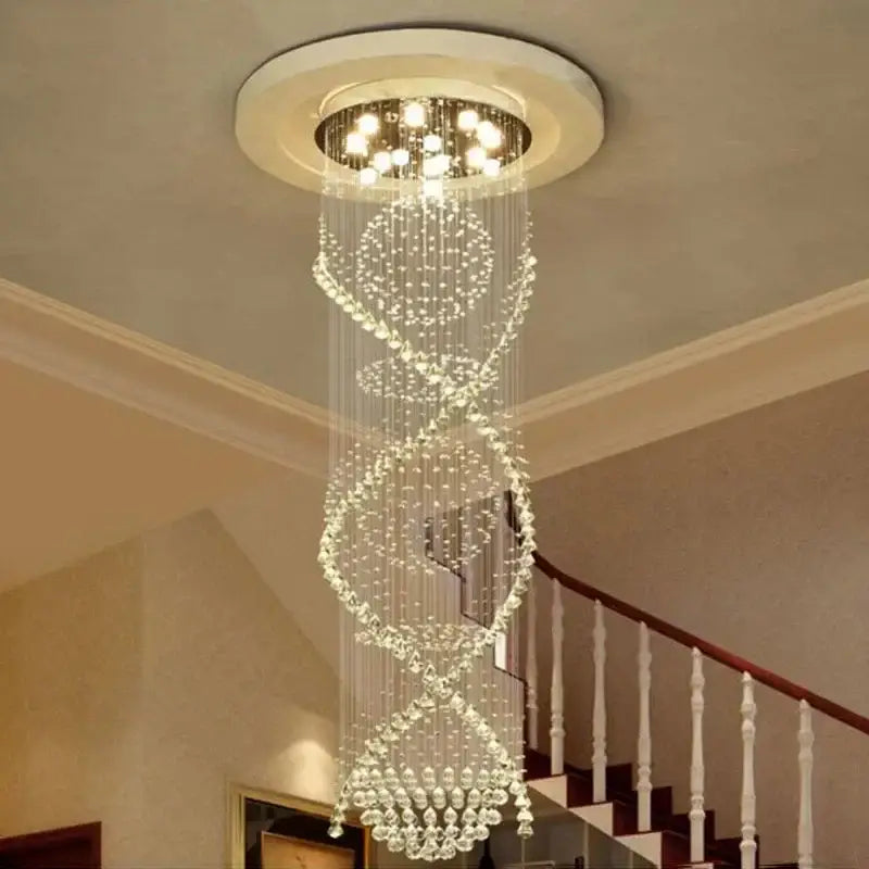 Modern double spiral crystal chandelier for hotel and villa living room
