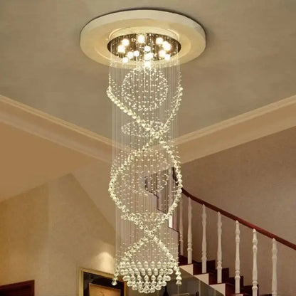 Modern double spiral crystal chandelier for hotel and villa living room