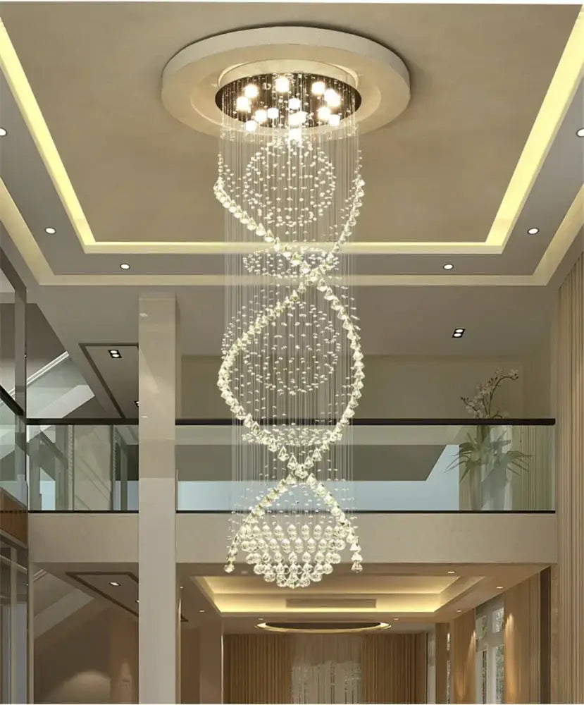 Modern double spiral crystal chandelier for hotel and villa living room