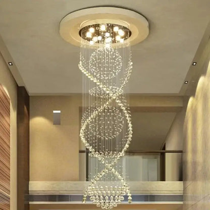 Modern double spiral crystal chandelier for hotel and villa living room