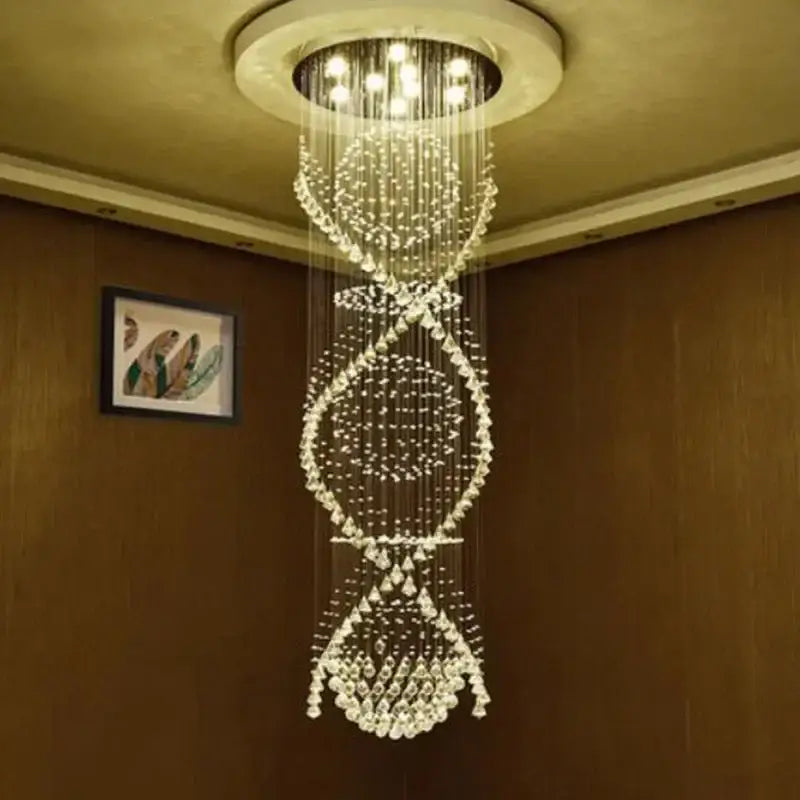 Modern double spiral crystal chandelier for hotel and villa living room