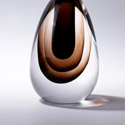 Modern double stained glass vase amber & clear living room terrarium