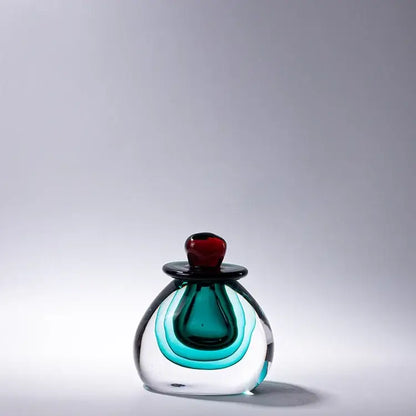 Modern double stained glass vase amber & clear living room terrarium
