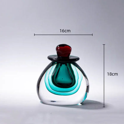 Modern double stained glass vase amber & clear living room terrarium