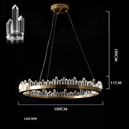 Modern double tier gold dimmalbe led crystal high ceiling chandelier