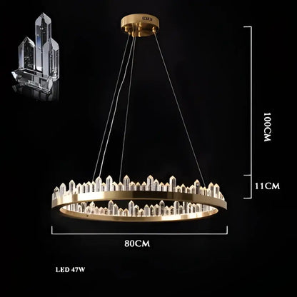 Modern double tier gold dimmalbe led crystal high ceiling chandelier