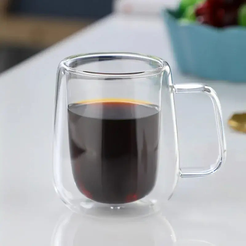 Modern double wall glass coffee cup set kitchen espresso mugs