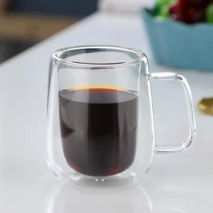 Modern double wall glass coffee cup set kitchen espresso mugs
