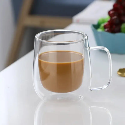 Modern double wall glass coffee cup set kitchen espresso mugs