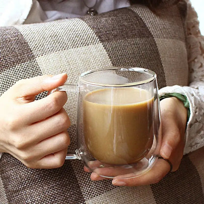 Modern double wall glass coffee cup set kitchen espresso mugs