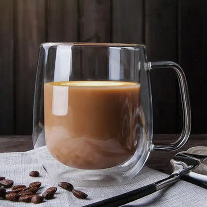 Modern double wall glass coffee cup set kitchen espresso mugs